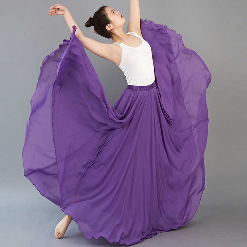 Xinjiang dance chiffon skirt 720 degree large skirt practice skirt