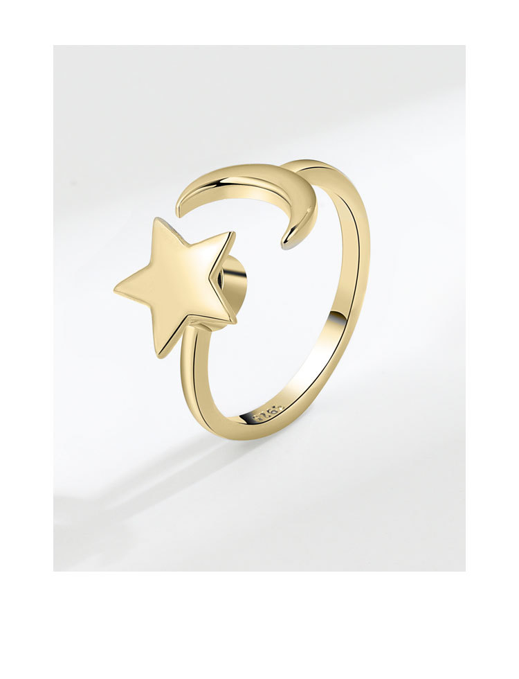 Simple Style Commute Star Moon Copper Plating Open Ring display picture 1