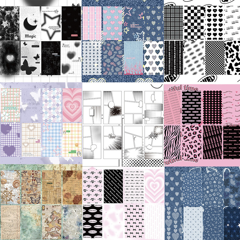 [Collection] 8 mobile phone back card backing stickers sticky waterproof hand account material drop glue sticker decorative stickers