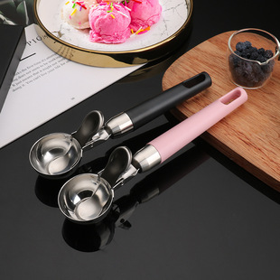 Cross mirror hot sale stainless steel ice cream spoon ice cream spoon can Press dual-purpose ball digger watermelon fruit spoon wholesale