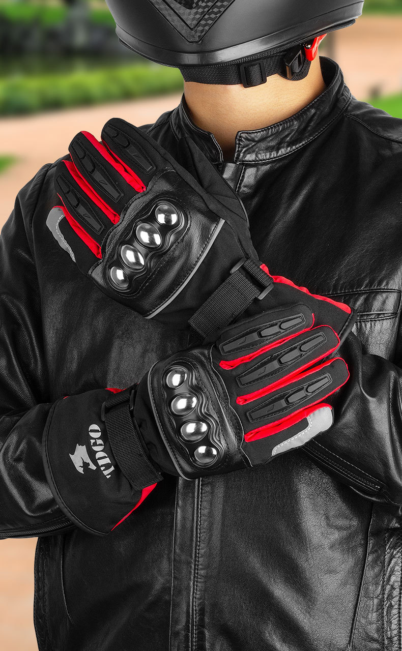 Motorcycle Cycling Gloves for Men in Winter, Cold-Proof and Velvet, Warm and Windproof, Winter Electric Vehicle Windproof Touch Screen Gloves for Women