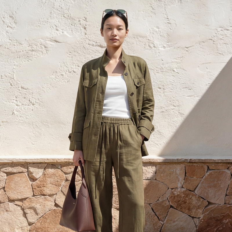 2026 New Style Hemp Workwear Style Women's Top Casual Loose Jacket Hemp Stand Collar Jacket 2026 New Style Hemp Workwear Style Women's Top Casual Loose Jacket Hemp Stand Collar Jacket