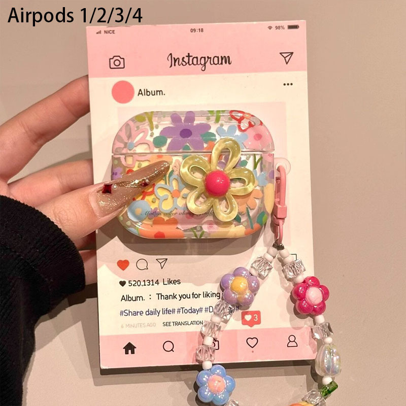 Summer Flower Apple Headphone Protective Cover Suitable for Airpodspro2 Shell Bluetooth New Airpods4 Third Generation