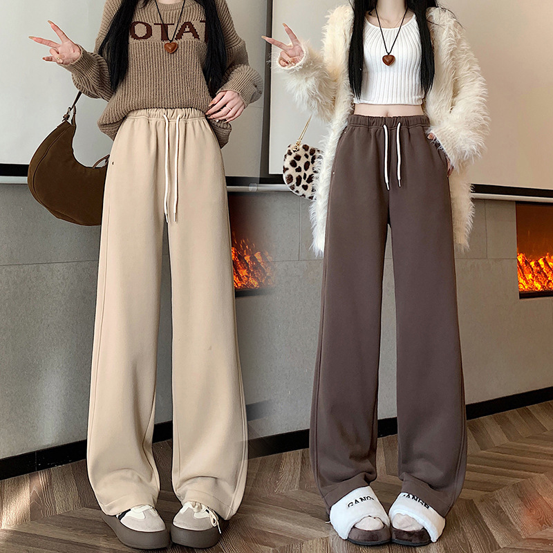 Autunno e inverno Isolamento in peluche Nuovi pantaloni sportivi casual lunghi a gamba dritta larghi e dimagranti_voghion.com