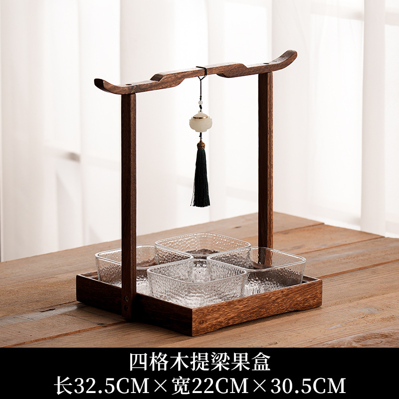 Plato de frutos secos de viga de elevación de nogal sudamericano Bocadillos Mesa de café de nueces Plato de punto Caja de almacenamiento para el hogar del comerciante Bandeja de servicio de dim sum