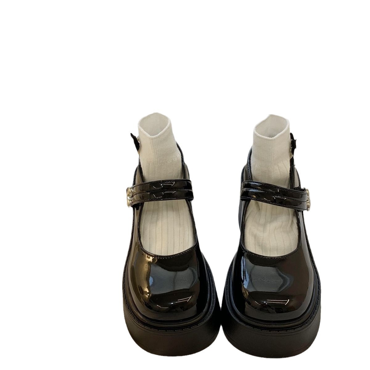 Zapatos de cabeza redonda, zapatos de sola gruesa, zapatos de cuero de estilo blanco, zapatos de estilo universitario, zapatos de vestir, zapatos jk, zapatos de vestir