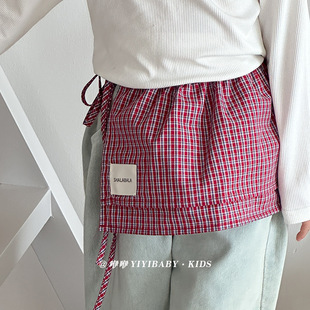 Children's Skirt 2025 Spring New Girls' Plaid Versatile One-Piece Layered Hem Skirt Cover Skirt