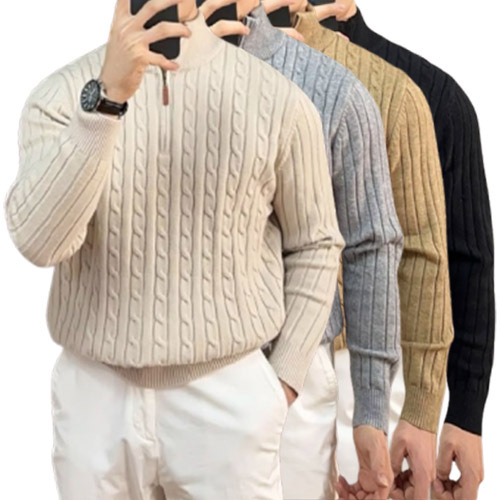 Explosiones transfronterizas de tamaño europeo medio cremallera jersey de hilado suéter hombre viejo viento de negocios otoño invierno fábrica al por mayor