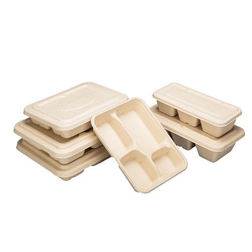 Disposable lunch box paper pulp lunch box environmentally friendly and degradable commercial takeout multi-grid packaging box three grids 4 grids 5 grids