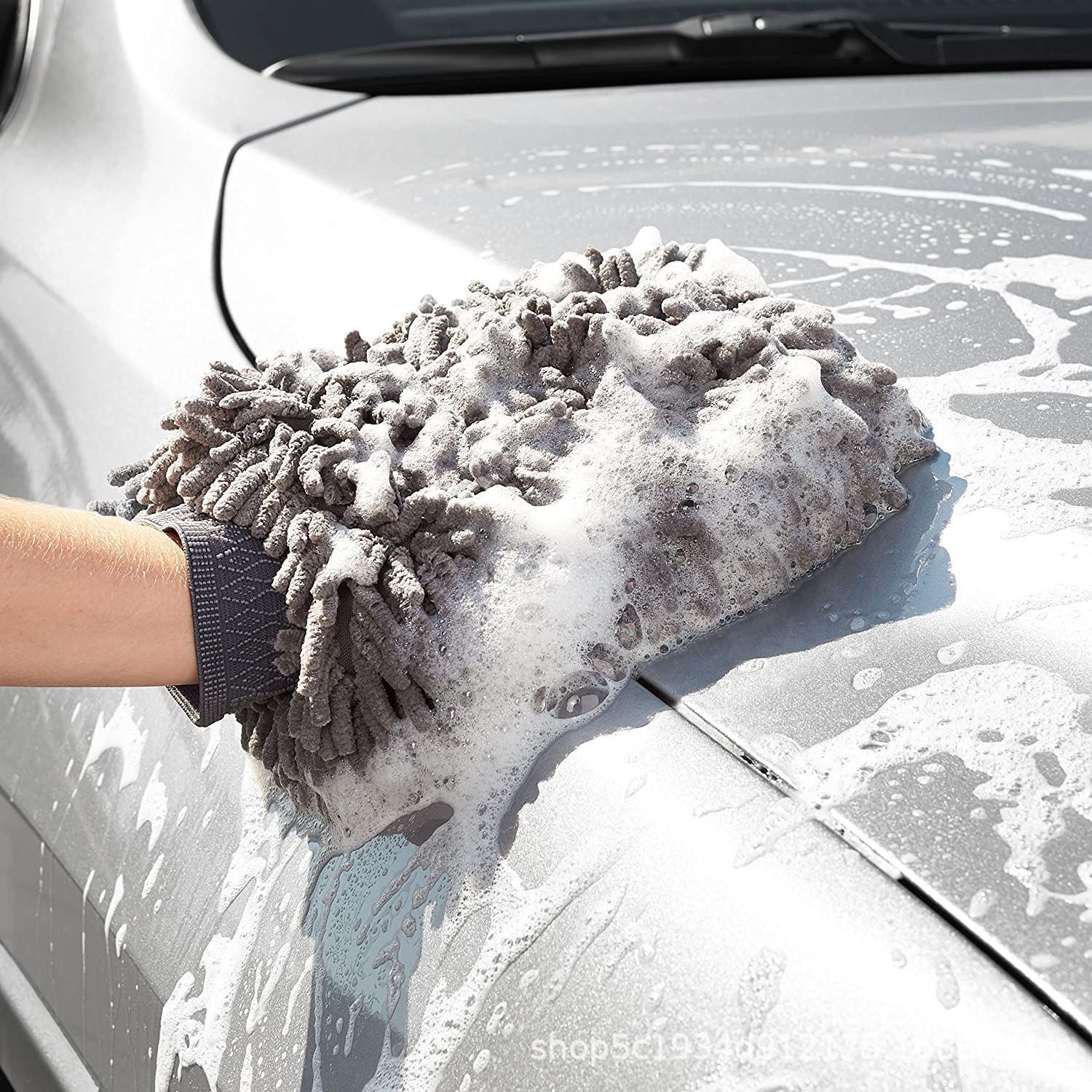 105g Large Size with Lining Encryption Thickened Chenille Fiber Car Wash Care Cleaning Sponge Car Wash Gloves