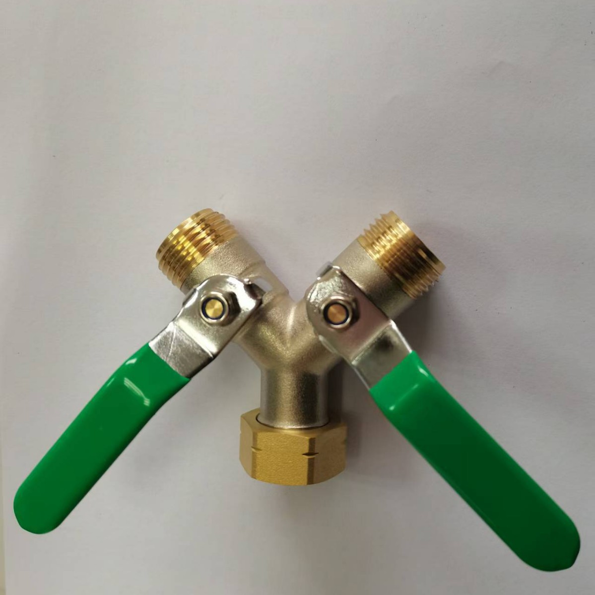 Y型大流量两通球阀 黄铜软管分流器 花园水管一分二分两通新款