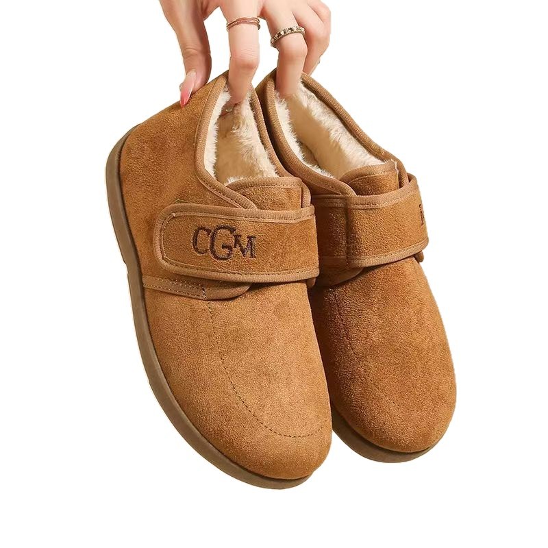 2025 Bean Bean Algodón Zapatos Velcro Soft Soft Top Soft Velcro Zapatos de calentamiento antideslizante Bocken Pan Retro Zapatos de algodón de invierno