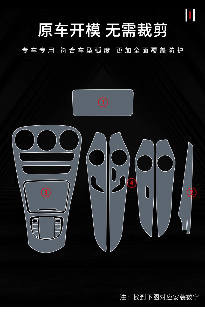 19-25 Mercedes-Benz Glc Center Console Gear Interior Sticker Car Modification Special Paint Transparent Tpu Protective Film