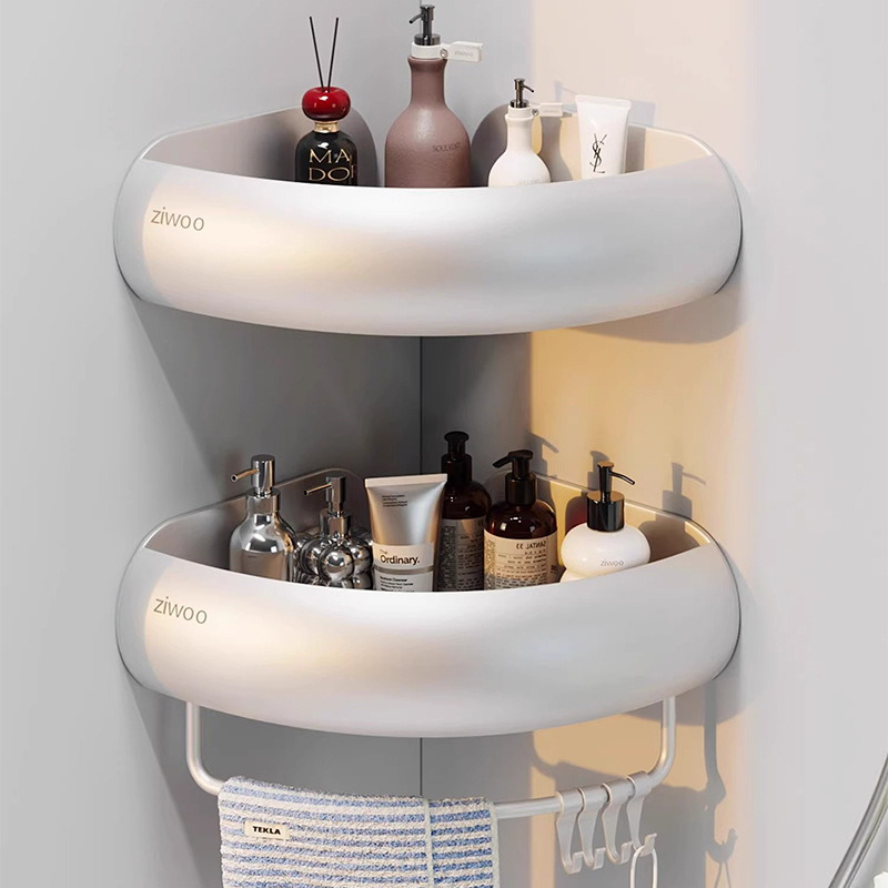 Bathroom Storage Rack, No-Drill Corner Basket for Toilet Sink, Wall-Mounted Organizer with High Aesthetic Appeal