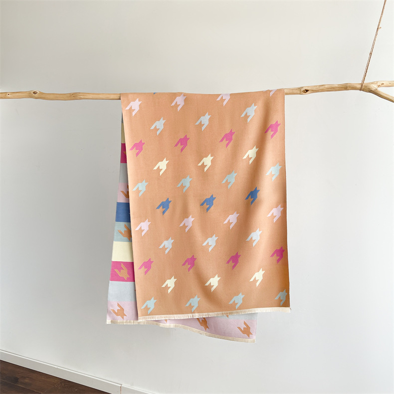 Winterwarm, modisch, hochwertig, Anti-Aging mit beidseitigem Druck und buntem Hahnentrittmuster in Kaschmir_voghion.com