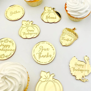 Cross-Border Ins Style Thanksgiving Marking Acrylic Cupcake Decoration Party Supplies Cake Decoration Ornaments