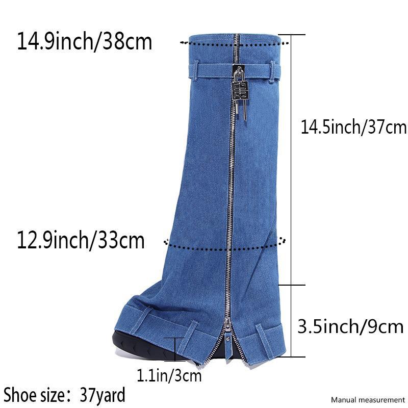 New Western platform wedge cowboy boots over the top plus size fashion western boots_voghion.com