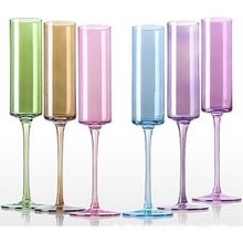 礼品亚克力香槟杯PC创意高脚杯塑料彩色透明防摔派对鸡尾酒杯