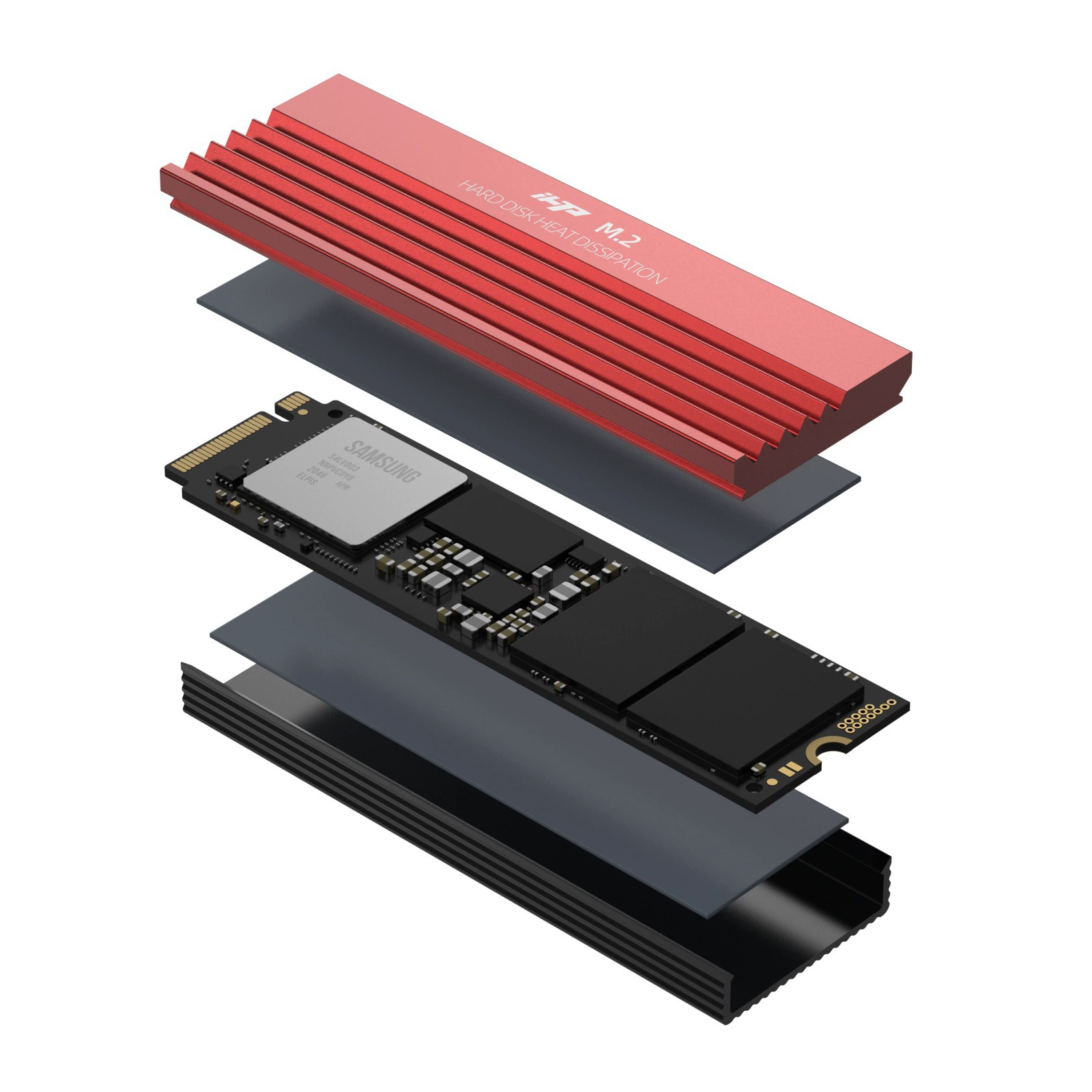 Дисковый радиатор для твердотельного накопителя M.2-01 2280 SSD, радиатор охлаждения расширения, анодированный алюминий, пескоструйная обработка