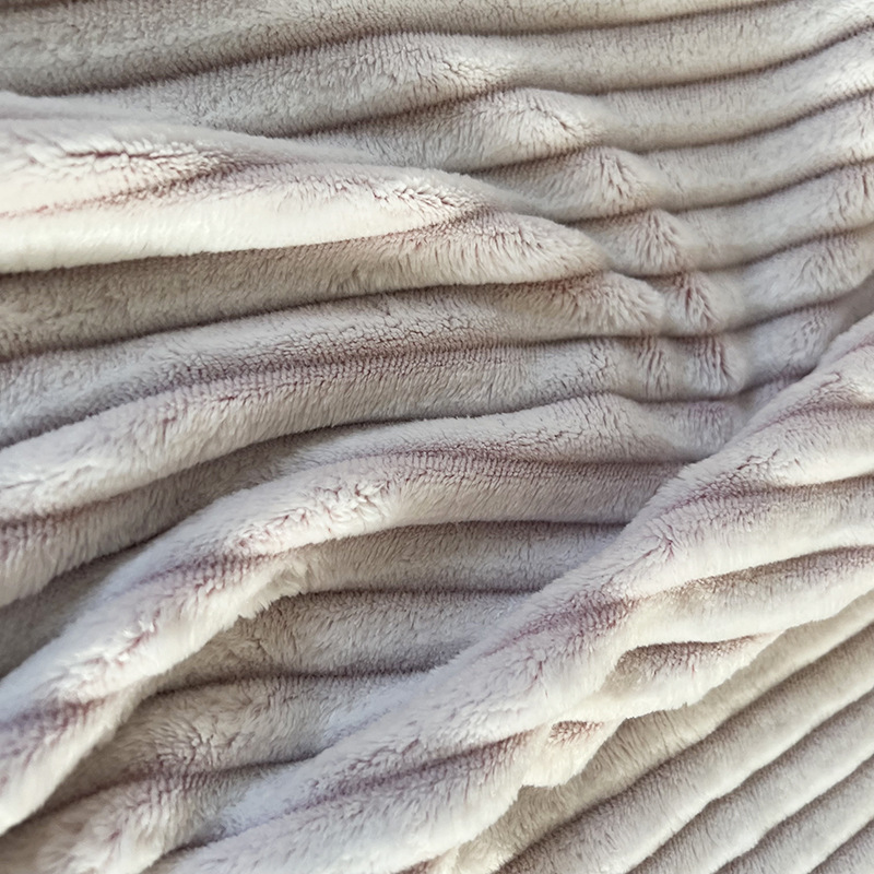 双色抽条法兰绒盖毯家用床上用品粉色毛毯卧室床尾装饰用毛毯批发