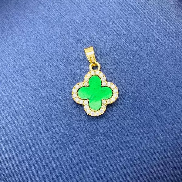 【036】 Black and green shellfish double -sided four -leaf flower*golden color