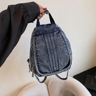 Fashion Retro Washed Denim Chest Bag for Women 2025 New Dual-Purpose Backpack Casual Elegant Small Backpack Versatile