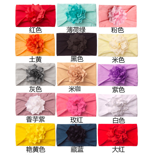 New European and American Flower Soft Baby Headband, Cute and Comfortable Solid Color Infant Skullcap Bandana, Children's Accessory