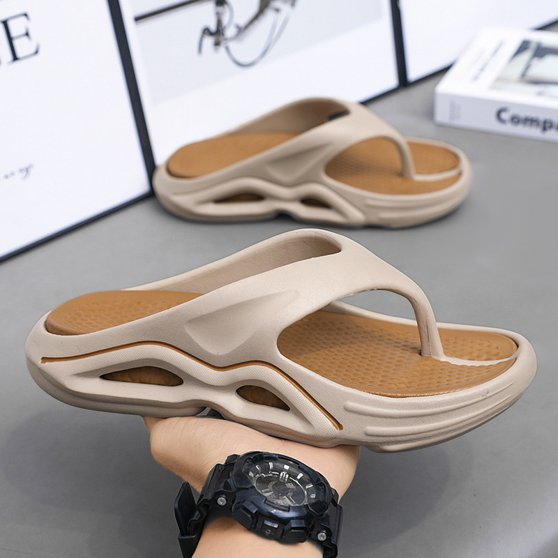 Summer Men's Beach Sandals Non-Slip Wear-Resistant Top Quality Thick Soft Sole Flip-Flops Outdoor Comfortable Toe-Post Slippers_voghion.com