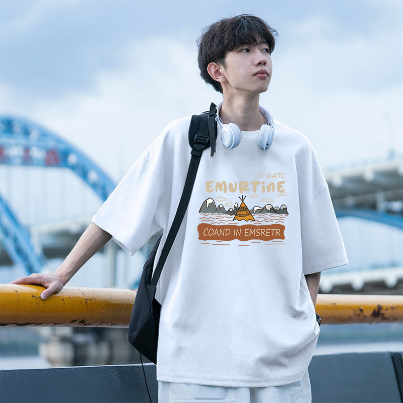 Plus Size 40-150kg Hong Kong Style Japanese Pure Cotton Short-Sleeve T-Shirt for Men, Summer Loose Versatile Trendy Korean Top
