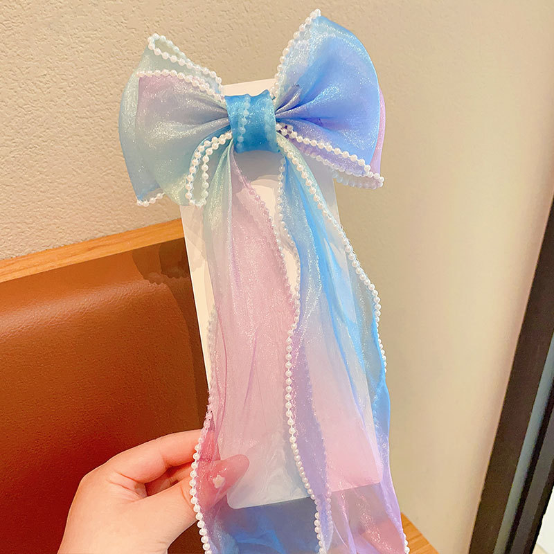 子供用ヘアピンかわいい女の子レインボー蝶結び編み髪飾りポニーテールリボン女の子ヘアアクセサリー|undefined