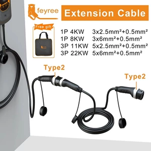 Feyree Elektrikli Avtomobil Məişət Kommersiya Şarj Cihazı AC Şarj Tapançası Avropa Standartı İkiqat Başlıq 5m Kabel