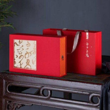 山水如画2方红色特价茶叶礼盒包装