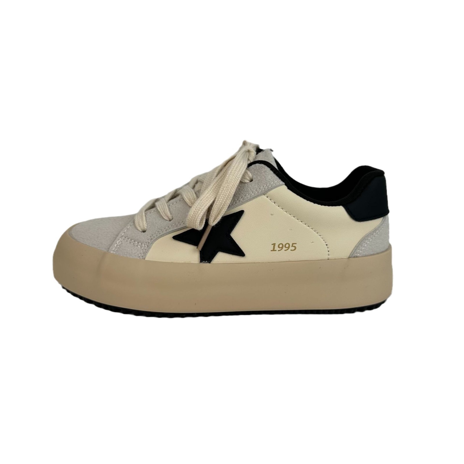 Zapatillas de deporte de mujer de plataforma de estrella, zapatos blancos pequeños, 2024 nuevas zapatillas deportivas de otoño para estudiantes, ligeras y versátiles, casuales 6595