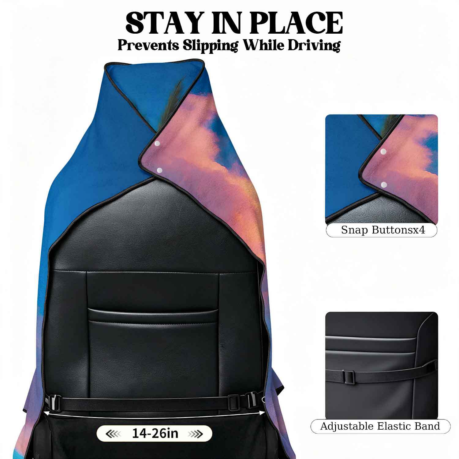 Printed bath towel and car seat cover 2-in-1, ultra-fine fiber outdoor beach and car dual-use universal seat cushion