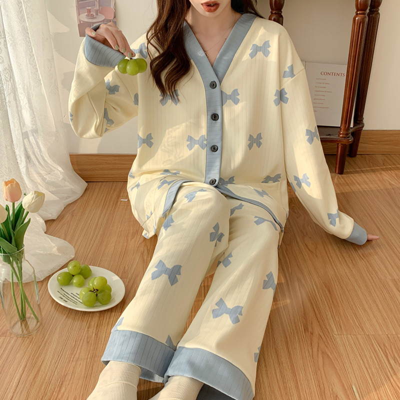 Spring and Autumn 40.00 kg-150.00 kg Large Size Pajamas Female Pregnant Women's Suit Summer Plus Weight Plus Size Fat MM200 Jin Moon Suit