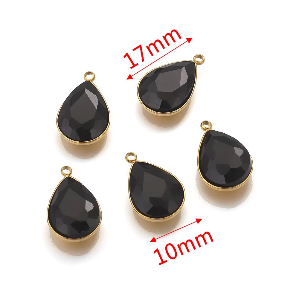 Acero inoxidable vidrio cristal colgante gotas de agua gemas de color colgante de acero titanio accesorios de joyería DIY