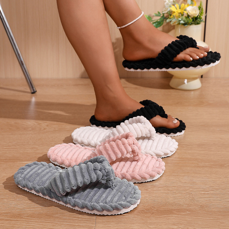 Soft Plush Flip-Flops for Women 2026 Summer Home Comfort Flat Slippers Hotel Guest Thickened Bathroom Slippers for Women