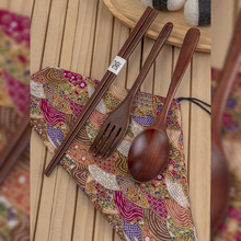 个性创意日式绑线筷叉勺袋子四件套情侣套装夫妻套装餐具便携式户