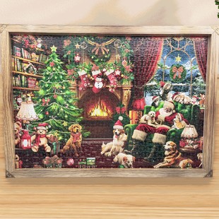 Cross-Border New Creative Puzzle Red Christmas Puzzle Photo Frame with Light Christmas Hot Style