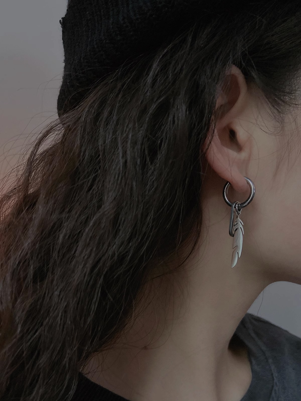13g Weight Drop Earrings Classification 1 Pair Simple Style Feather Polishing Titanium Steel Drop Earrings