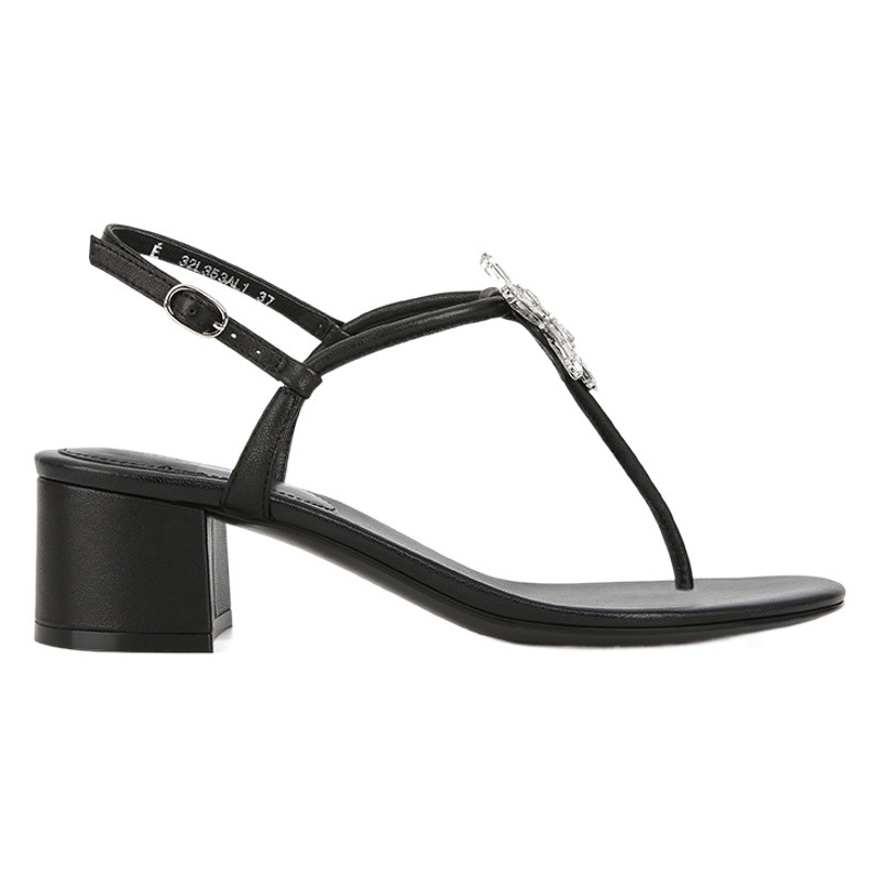 Estrellas DE LA TARDE ~ 2023 Verano nueva estrella de cinco puntas rhinestone hebilla con clip de dedo del pie sandalias de moda de tacón grueso para las mujeres