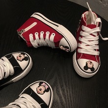 亲子款DIY经典款布鞋儿童手工卡通帆布鞋男童女童高帮鞋宝宝鞋子