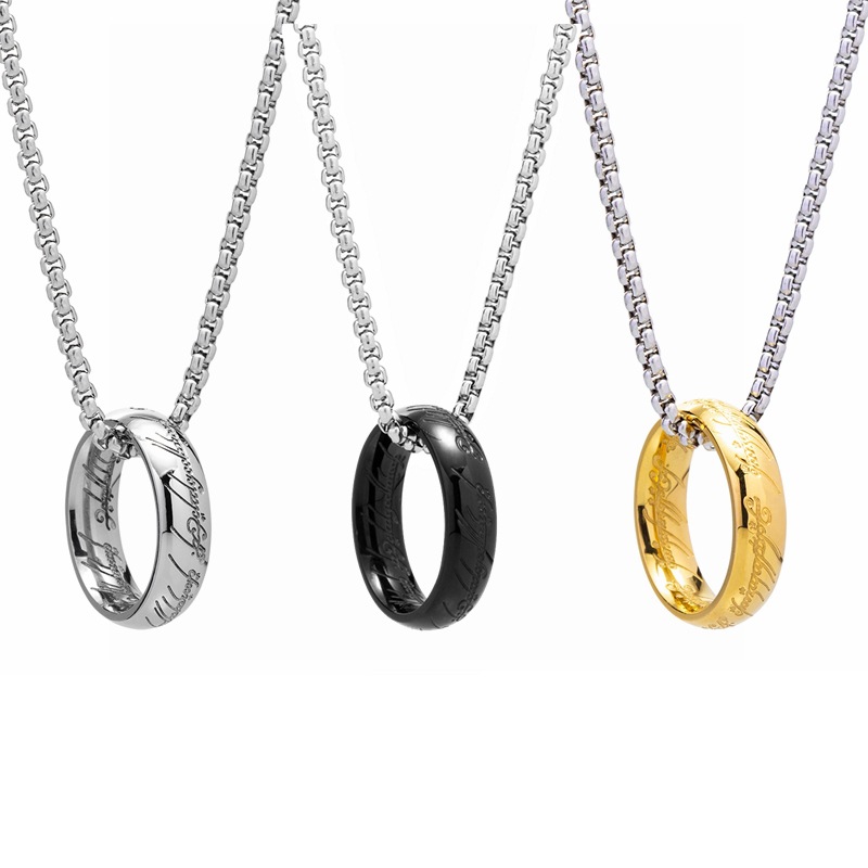 304 Stainless Steel Material Hip-Hop Retro Circle 304 Stainless Steel Plating Gold Plated PVD Coated Men'S Pendant Necklace Men Pendant Necklaces