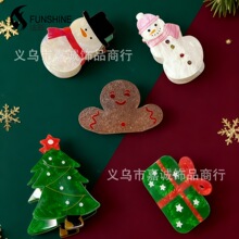 跨境新款万圣节圣诞抓夹圣诞树礼盒雪人后脑勺鲨鱼夹子头饰发抓发