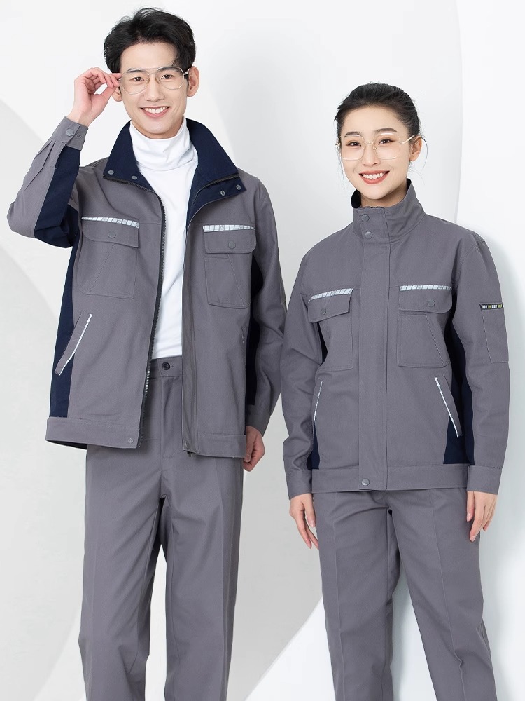 Primavera y otoño conjunto de ropa de trabajo masculina desgaste oficina de reparación de automóviles sitio de construcción de instalación de agua y electricidad trabajadores de seguro laboral personalizados / fabricados