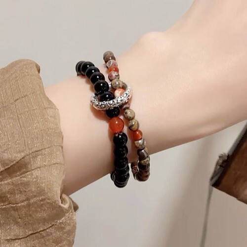 Chinese aesthetics! National style peace knot bead bracelet for women 2024 new natural stone bracelet couple accessories trendy