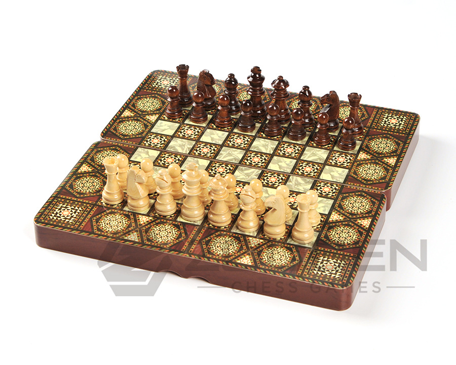 木质国际象棋折叠3合1套装国际跳棋西洋双陆棋木制棋子39.5CM包邮详情8
