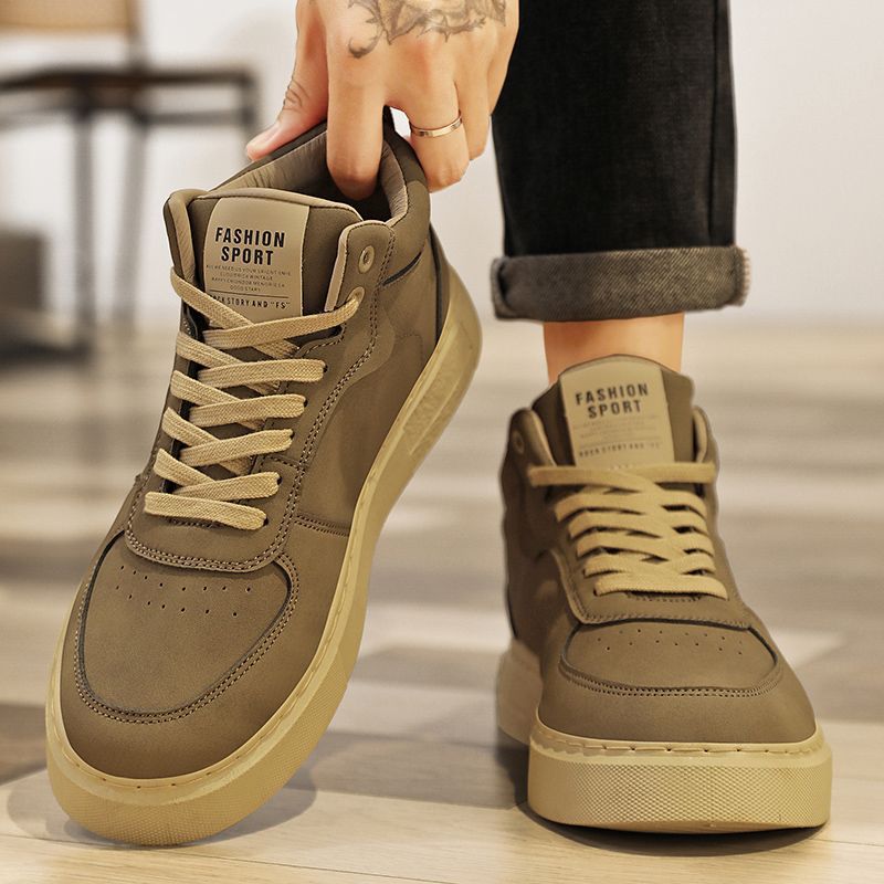 Men's Shoes 2024 New Autum Sports and Leisure High-Top Workwear Boots Men's British Style Retro Versatile Trendy Shoes