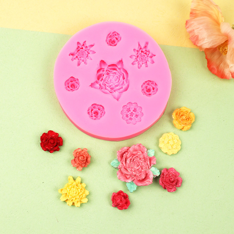 Tridimensional pequeño racimo de flores modelado molde de silicona creativo horneado fondant pastel decoración molde de chocolate