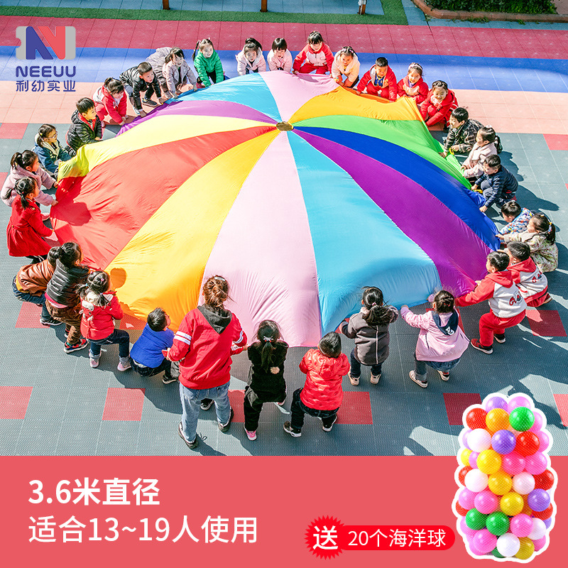 Jardín de infantes al aire libre engrosado Arco Iris paraguas juego físico props niños equipo entrenamiento sensorial interactivo juguetes educación temprana